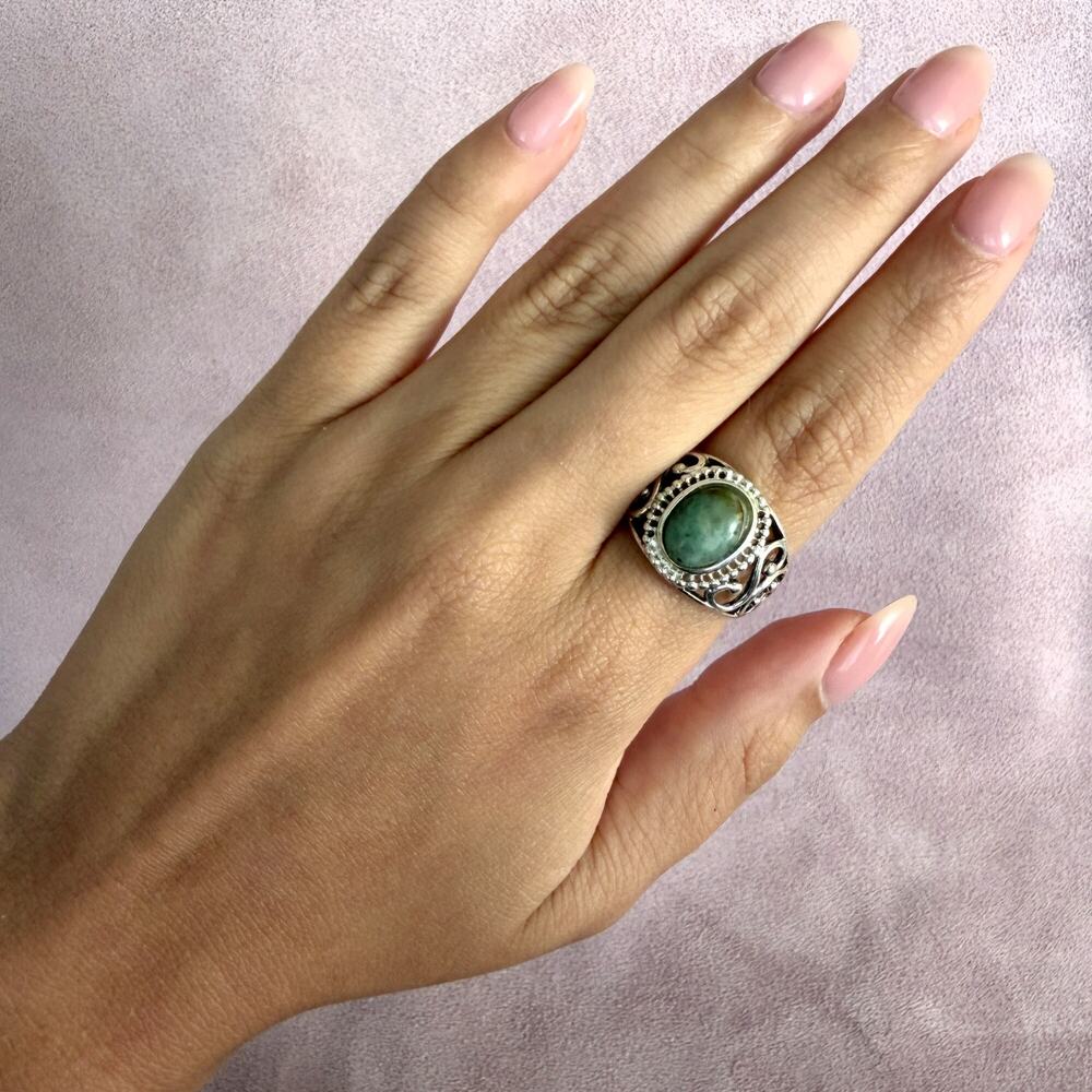 sterling silver blue jasper scroll ring size 8 - Picture 2 of 5
